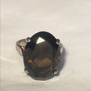 Vintage Silver Brown Gemstone Ring